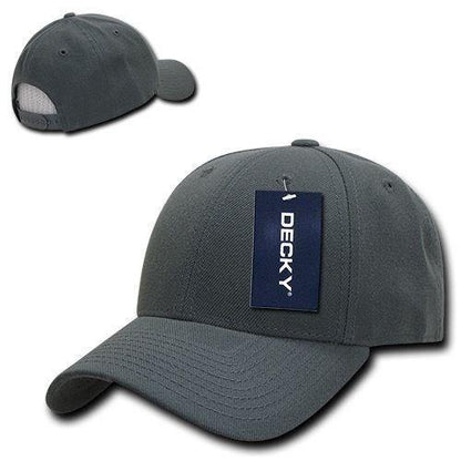 Decky Curved Bill Structured Acrylic Low Crown 6 Panel Dad Caps Hats Unisex-Black-