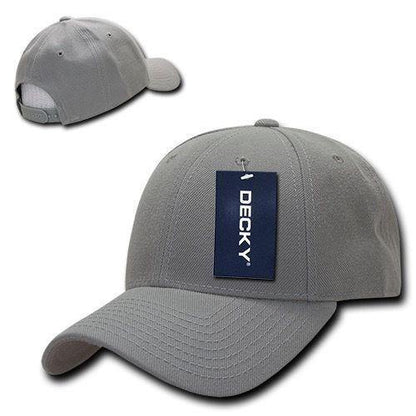 Decky Curved Bill Structured Acrylic Low Crown 6 Panel Dad Caps Hats Unisex-Black-