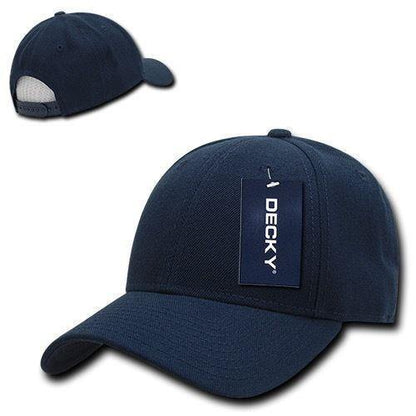 Decky Curved Bill Structured Acrylic Low Crown 6 Panel Dad Caps Hats Unisex-Black-