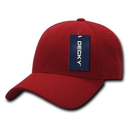 Decky Curved Bill Structured Acrylic Low Crown 6 Panel Dad Caps Hats Unisex-Black-