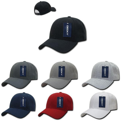 Decky Curved Bill Structured Acrylic Low Crown 6 Panel Dad Caps Hats Unisex-Black-