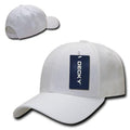 Decky Curved Bill Structured Acrylic Low Crown 6 Panel Dad Caps Hats Unisex-White-