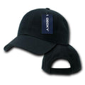 Decky Deluxe Polo Dad Baseball Hats Caps Hook Loop Closure Solid Two Tone Colors-Black-