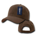 Decky Deluxe Polo Dad Baseball Hats Caps Hook Loop Closure Solid Two Tone Colors-Brown-