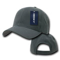 Decky Deluxe Polo Dad Baseball Hats Caps Hook Loop Closure Solid Two Tone Colors-Charcoal-