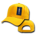 Decky Deluxe Polo Dad Baseball Hats Caps Hook Loop Closure Solid Two Tone Colors-Gold-