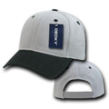 Decky Deluxe Polo Dad Baseball Hats Caps Hook Loop Closure Solid Two Tone Colors-Grey-Black-