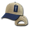 Decky Deluxe Polo Dad Baseball Hats Caps Hook Loop Closure Solid Two Tone Colors-Khakhi-Navy-