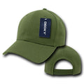 Decky Deluxe Polo Dad Baseball Hats Caps Hook Loop Closure Solid Two Tone Colors-Olive-