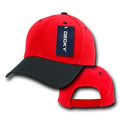 Decky Deluxe Polo Dad Baseball Hats Caps Hook Loop Closure Solid Two Tone Colors-Red-Black-