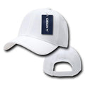 Decky Deluxe Polo Dad Baseball Hats Caps Hook Loop Closure Solid Two Tone Colors-White-