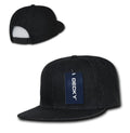 Decky Denim High Crown Snapback Cotton 6 Panel Flat Bill Hats Caps-Black-