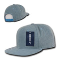 Decky Denim High Crown Snapback Cotton 6 Panel Flat Bill Hats Caps-Light Blue-