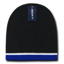 Decky Double Striped 3 Tone Beanies Knitted Ski Skull Winter Caps Hats-Black/White/Charcoal- 10 image