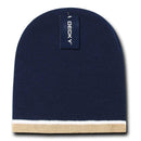 Decky Double Striped 3 Tone Beanies Knitted Ski Skull Winter Caps Hats-Black/White/Charcoal- 11 image