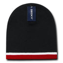 Decky Double Striped 3 Tone Beanies Knitted Ski Skull Winter Caps Hats-Black/White/Red- 2 image