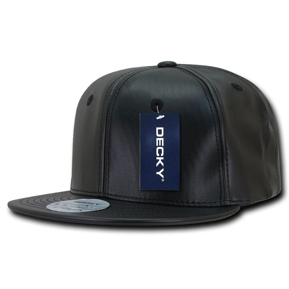 Decky Faux Leather Snapbacks Retro Flat Bill Baseball Hats Caps Unisex-