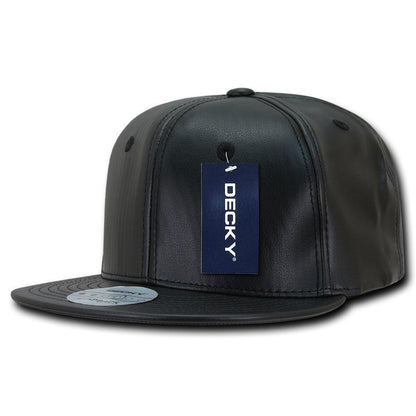 Decky Faux Leather Snapbacks Retro Flat Bill Baseball Hats Caps Unisex-
