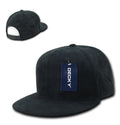 Decky Faux Suede Snapback Baseball 6 Panel Flat Bill Hats Caps-Black-