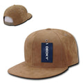 Decky Faux Suede Snapback Baseball 6 Panel Flat Bill Hats Caps-Khaki-