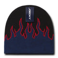 Decky Fire Flame Beanies Caps Hats Short Warm Winter Youth Boys Girls Kids-BLACK/NAVY/RED-