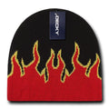 Decky Fire Flame Beanies Caps Hats Short Warm Winter Youth Boys Girls Kids-BLACK/RED/YELLOW-