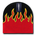Decky Fire Flames Tribal Beanies Hats Caps Ski Skull Short Uncuffed Winter-8003 - Black/Red/Yellow-