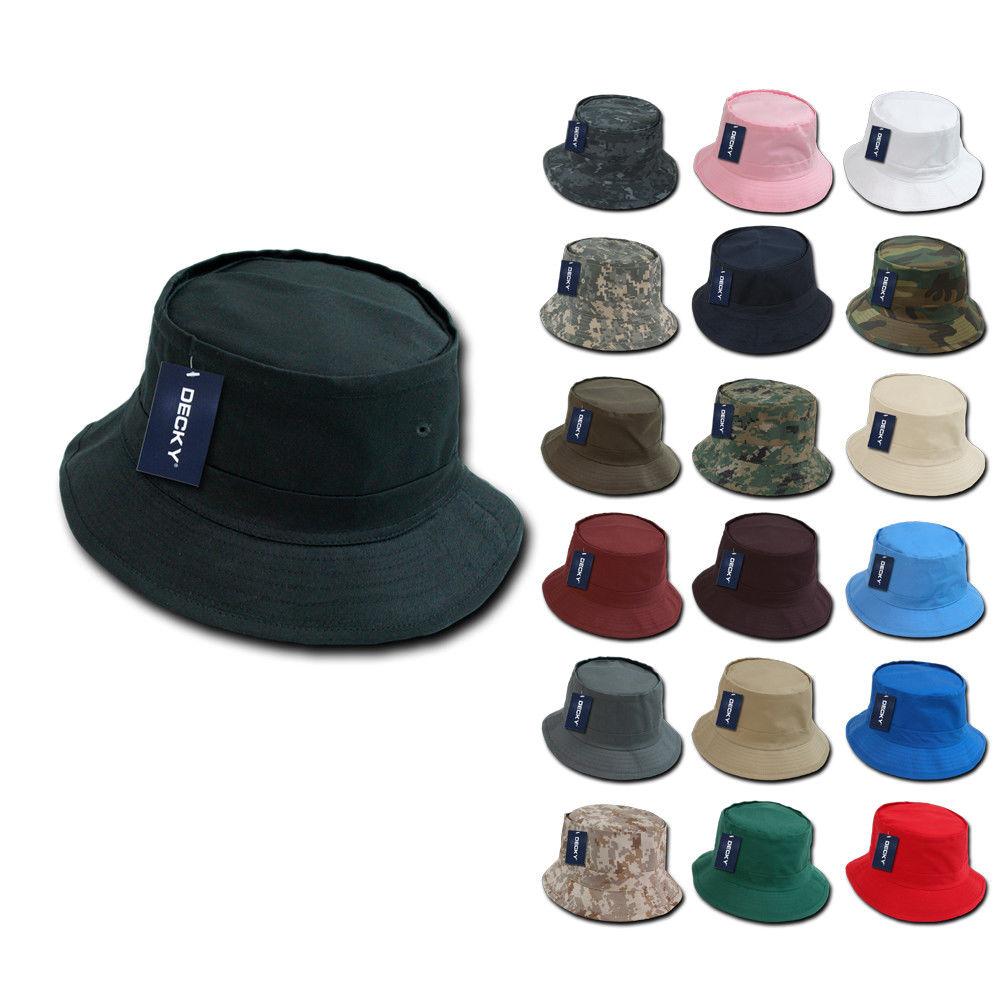 Decky Fisherman's Bucket Hats Caps Constructed Cotton Unisex-Black-S/M-