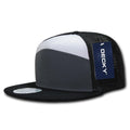Decky Flat Bill Baseball 7 Panel Trucker Real Mesh Caps Hats Unisex-Black/White/Chacoal-