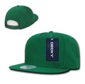 Decky Flat Bill Cotton 5 Panel Constructed High Crown Baseball Hats Caps-Kelly Green-