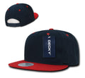 Decky Flat Bill Cotton 5 Panel Constructed High Crown Baseball Hats Caps-Navy/Red-