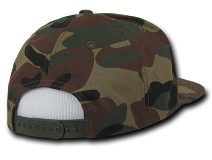 Decky Flat Bill Cotton 5 Panel Constructed High Crown Baseball Hats Caps-Woodland-