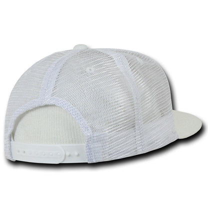 Decky Flat Bill Baseball Mesh Trucker 5 Panels Solid Camouflage Caps Hats-Black-