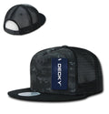 Decky Flat Bill Baseball Mesh Trucker 5 Panels Solid Camouflage Caps Hats-Night / Black-
