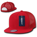 Decky Flat Bill Baseball Mesh Trucker 5 Panels Solid Camouflage Caps Hats-Red-