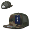 Decky Flat Bill Baseball Mesh Trucker 5 Panels Solid Camouflage Caps Hats-Woodland-