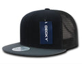 Decky Flat Bill Mesh Trucker Baseball 6 Panel Constructed Camo Two Tone Caps Hats-Black Charcoal-