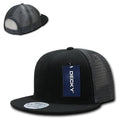 Decky Flat Bill Mesh Trucker Baseball 6 Panel Constructed Camo Two Tone Caps Hats-Black/Black/Charcoal-