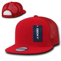 Decky Flat Bill Mesh Trucker Baseball 6 Panel Constructed Camo Two Tone Caps Hats-Red-