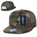 Decky Flat Bill Mesh Trucker Baseball 6 Panel Constructed Camo Two Tone Caps Hats-Woodland-