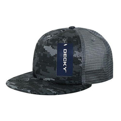 Decky Flat Bill Camouflage Cotton Foam Mesh Trucker Hats Caps Snapback Unisex-ACU/ACU/Grey-