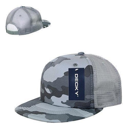 Decky Flat Bill Camouflage Cotton Foam Mesh Trucker Hats Caps Snapback Unisex-URBAN/URBAN/GREY-
