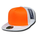 Decky Flat Bill Neon Foam Mesh Trucker Hats Caps Snapback Two Tone Unisex-WHITE / NEON ORANGE-