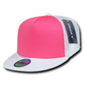 Decky Flat Bill Neon Foam Mesh Trucker Hats Caps Snapback Two Tone Unisex-WHITE / NEON PINK-