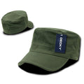 Decky Flex Cadet Flat Top Cotton Military Army Blank Caps Hats-Olive-