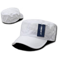 Decky Flex Cadet Flat Top Cotton Military Army Blank Caps Hats-White-