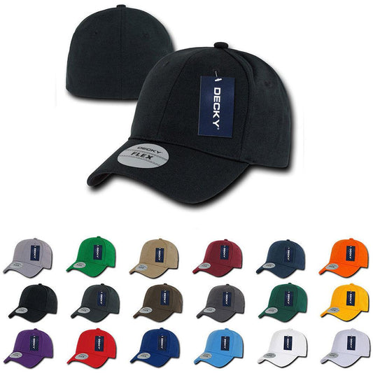 Decky Flex Elastic Fitted 6 Panels One Size High Crown Baseball Hats Caps Unisex-LIGHT BLACK-