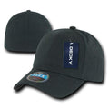 Decky Flex Elastic Fitted 6 Panels One Size High Crown Baseball Hats Caps Unisex-LIGHT BLACK-