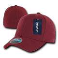 Decky Flex Elastic Fitted 6 Panels One Size High Crown Baseball Hats Caps Unisex-MAROON-