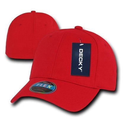 Decky Flex Elastic Fitted 6 Panels One Size High Crown Baseball Hats Caps Unisex-RED-
